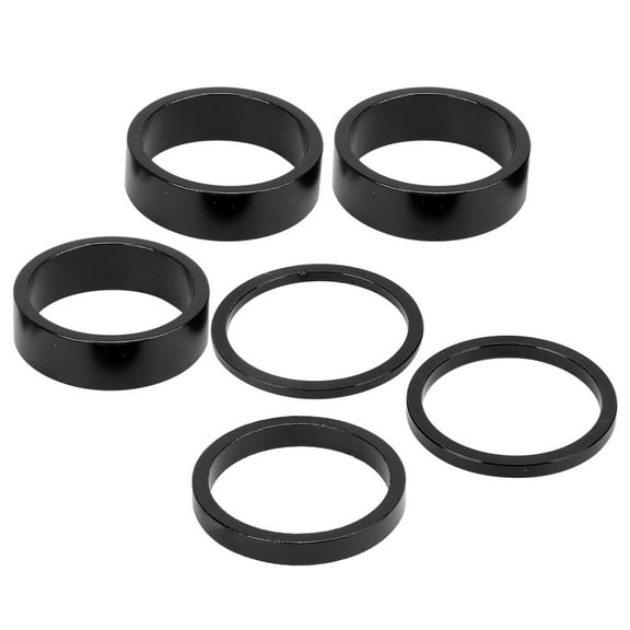 6Pcs Bicycle Headset Spacer Aluminium Alloy Bike Handlebar Stem Spacers Threadless for MTB Mountain Road Bikes Cycling (Black)
