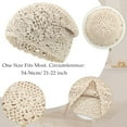 thumbnail image 4 of 2PCS Women Cotton Crochet Slouchy Beanie Hat Handmade Knit Cutout Summer Floral Skull Cap, 4 of 6