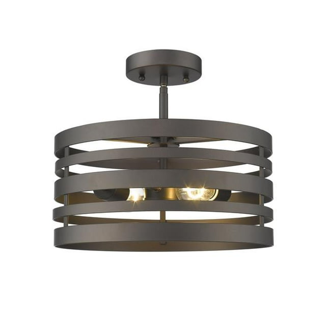 Chloe Lighting CH2H122RB13-SF2 Paisley Farmhouse 2 Light Rubbed Bronze Semi-Flush Ceiling Fixture - 13 in.