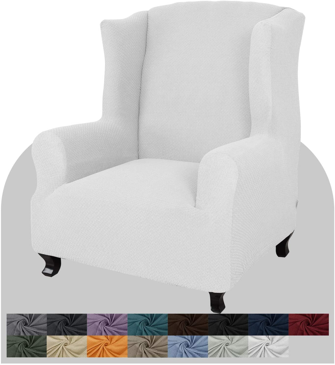 Super Stretch Wingback Chair Slipcover 1Piece Soft Spandex Jacquard