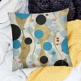 thumbnail image 2 of BANET Abstract Throw Pillow Cushion Cover, Geometric Circles Dotted Yellow Rounds on Zig Zag Lines Background Art Print, Decorative Square Accent Pillow Case 22x22in, 2 of 5