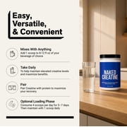 Naked Creatine Monohydrate, Unflavored Micronized Creatine Powder Supplement, 100 Servings