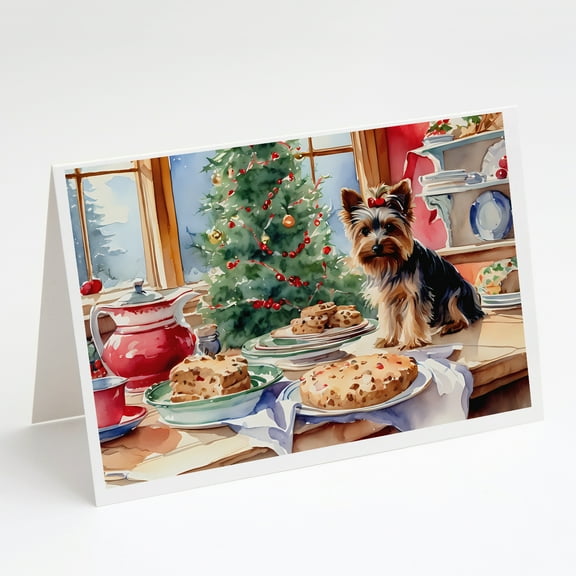 Yorkshire Terrier Yorkie Christmas Cookies Greeting Cards Pack of 8 7 in x 5 in