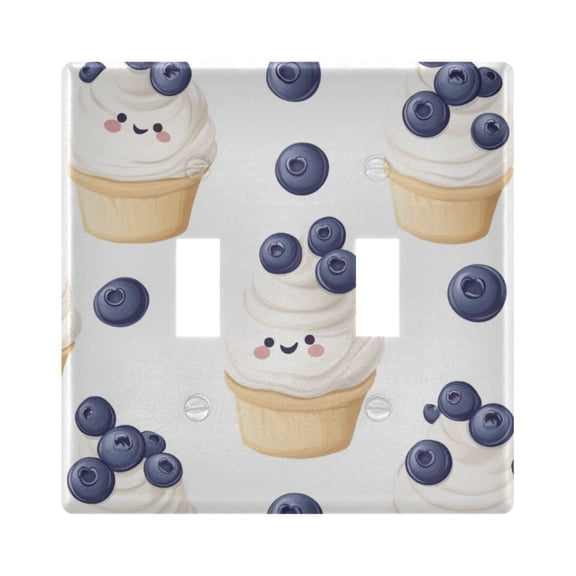 Ice Cream with Blueberries on Top Light Switch Cover Electrical Outlet Cover Replaceable Wall Plates 2-Gang
