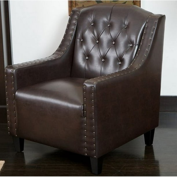 Gabriel Best Comfortable Brown Tufted Leather Club Chair Armchair Walmart Com Walmart Com