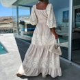 thumbnail image 5 of Sngxgn Womens Knit Dress Square Neck Long Sleeve Knee Length Dresses(Beige,XL), 5 of 9
