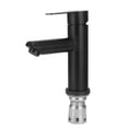 thumbnail image 1 of Grifo de agua fría y caliente de acero inoxidable G1/2, grifo de agua para lavabo de encimera de baño, negro, 1 of 14