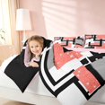 thumbnail image 5 of Homewish Geometric Checkered Twin Bedding, Orange White Black Bedding Comforter Set, Pink Reversible, 7pcs, 5 of 7
