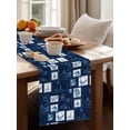 thumbnail image 4 of Tropical Beach Table Runner, Summer Coconut Tree Anchor Boat Blue White Plaid Cotton Linen Kitchen Table Decoration Washable Dining Tabletop Runners for Home Party Decor 14x72 Inches, 4 of 9