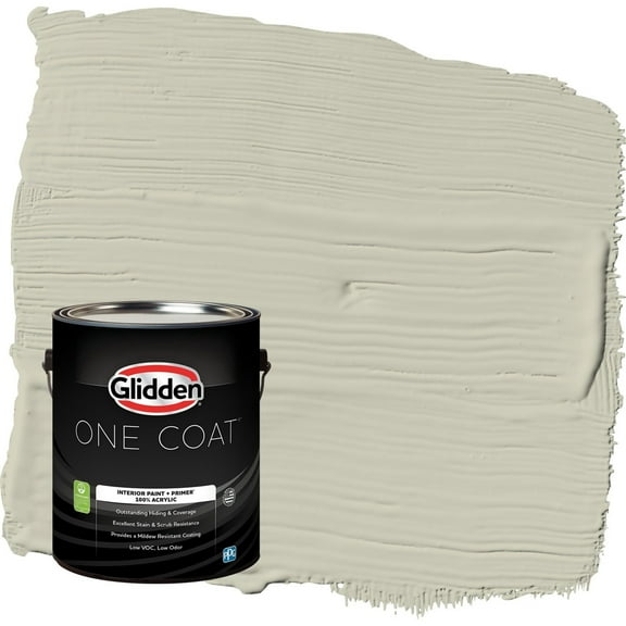Glidden One Coat French Gray Linen / Grey Flat Interior Paint with Primer, 1 Gallon