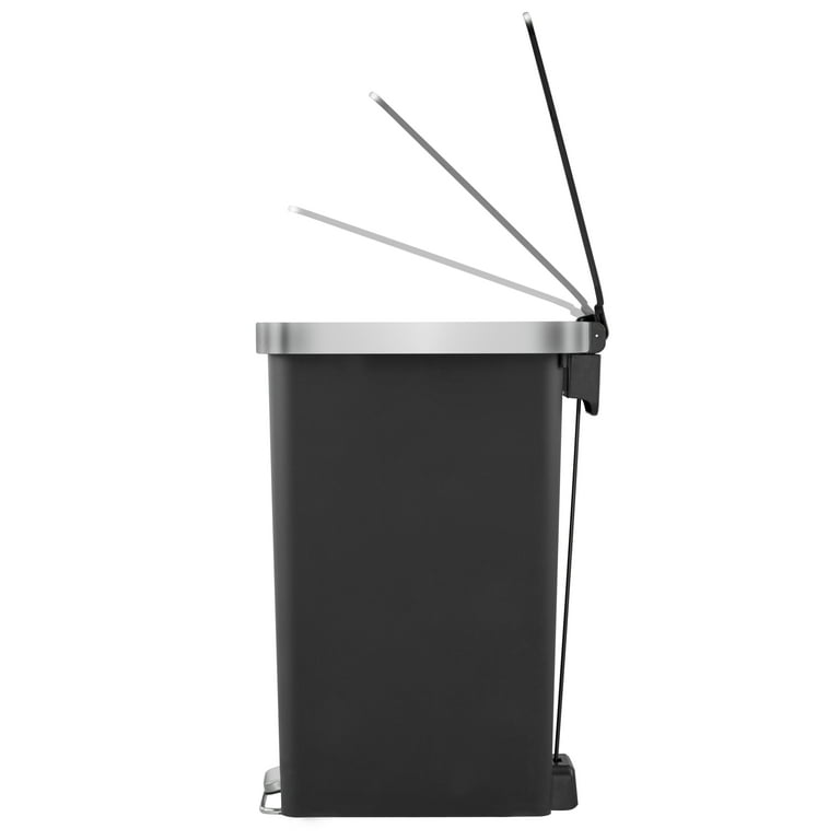 Better Homes & Gardens 10.5 Gal Plastic Slim Kitchen Step Trash Can, Black