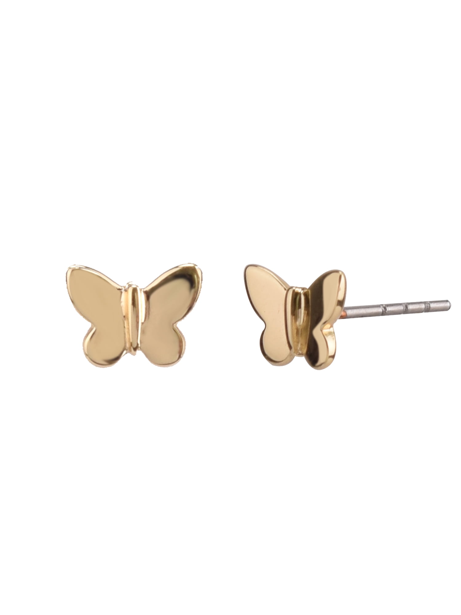 Believe by Brilliance Women's Adult Female 14kt Gold Flash Plated and Fine Silver Plated Butterfly CZ Necklace and Earring Set