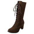 thumbnail image 6 of Mepaouo Women's Knee High Boots Ladies Lace up Motorcycle Riding Boot Chunky Heel Winter Party Dress Shoes, 6 of 7