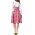 thumbnail image 3 of INSPIRE CHIC Women's Suspender Dress Retro Plaid Square Neck A-Line Midi Overall Dress XL Dark Pink, 3 of 6