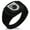 Black, variant on Stainless Steel Swan Harmony Coat of Arms Shield CZ Ribbed Needle Stripe Pattern Biker Style Polished Ring