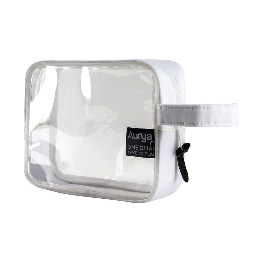 Aurya - TSA Approved Clear Travel Toiletry Bag,Quart Size Airline Carry-On Make-up Bags with ...