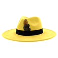 thumbnail image 3 of Women's Wide Brim Felt Fedora Hat with Faux Feather Classic Retro Jazz Cap Adjustable Elegant Party Dress Up Hat, 3 of 4