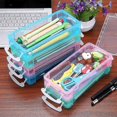 thumbnail image 2 of Pieces Stackable Pencil Box Crayon Storage Case (pink + Green + Blue), 2 of 2
