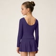 thumbnail image 5 of BFHHYA Girls Ballet Leotards Long Sleeve Round Neck Ballet Dress Casual Solid Color Chiffon Skirt Leotard for Girls 3-15 Years, 5 of 6