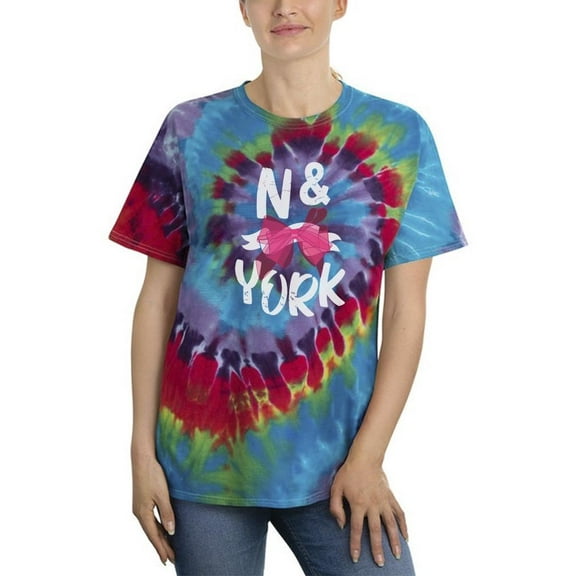 New York W Pink Ribbon Tie Dye Spiral Women -Image by Shutterstock, Female Large