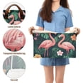 thumbnail image 5 of Yayeee Foldable Storage Basket for Shelves with Handles Set of 2 Waterproof Cloth Bins, Flamingo Leaves Pattern, 5 of 7