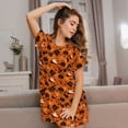 thumbnail image 3 of Pofeuu Retro Halloween Print Women's Loose Fit Short Sleeve Nightgown, Comfortable Sleep Dress for Women, Casual Lounge Sleepwear, Soft Cotton Sleep Dress, 3 of 6