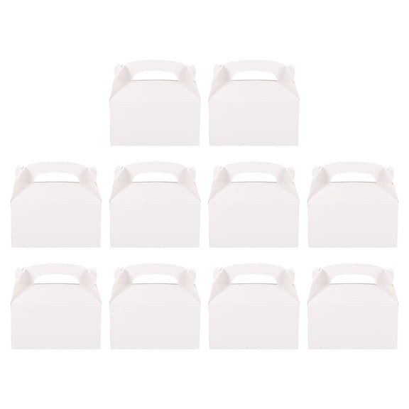 Uxcell Party Treat Boxes, (6.3 x 3.5 Inch, White) (50 Pcs), Kraft Gable Treat Boxes with Handles Favor Goodie Candy Container for Party Birthday Wedding Christmas Cookie Snack