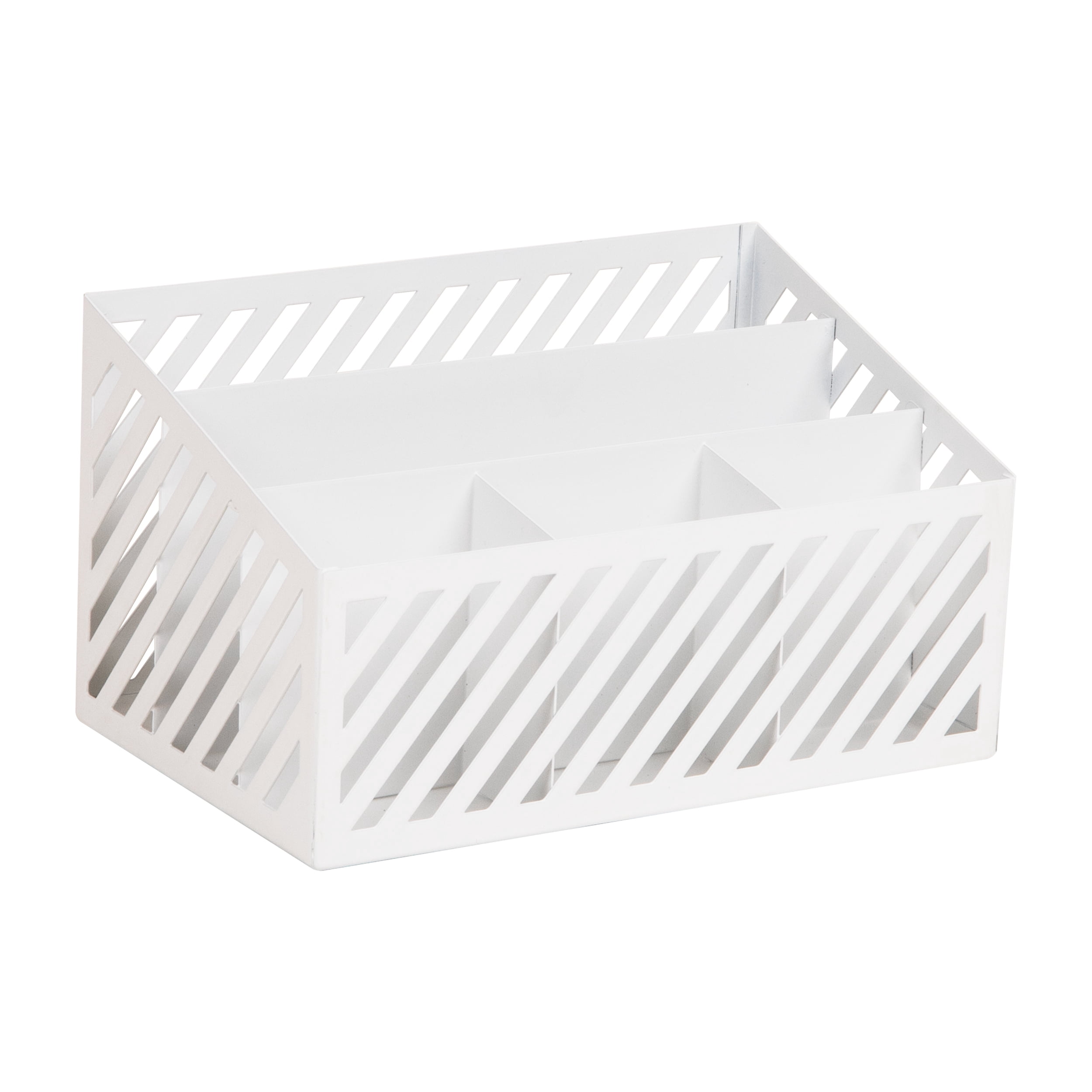 Mind Reader Desktop Organizer and Mail Sorter, Five Compartments, Office Supplies and Accessories, Metal, White
