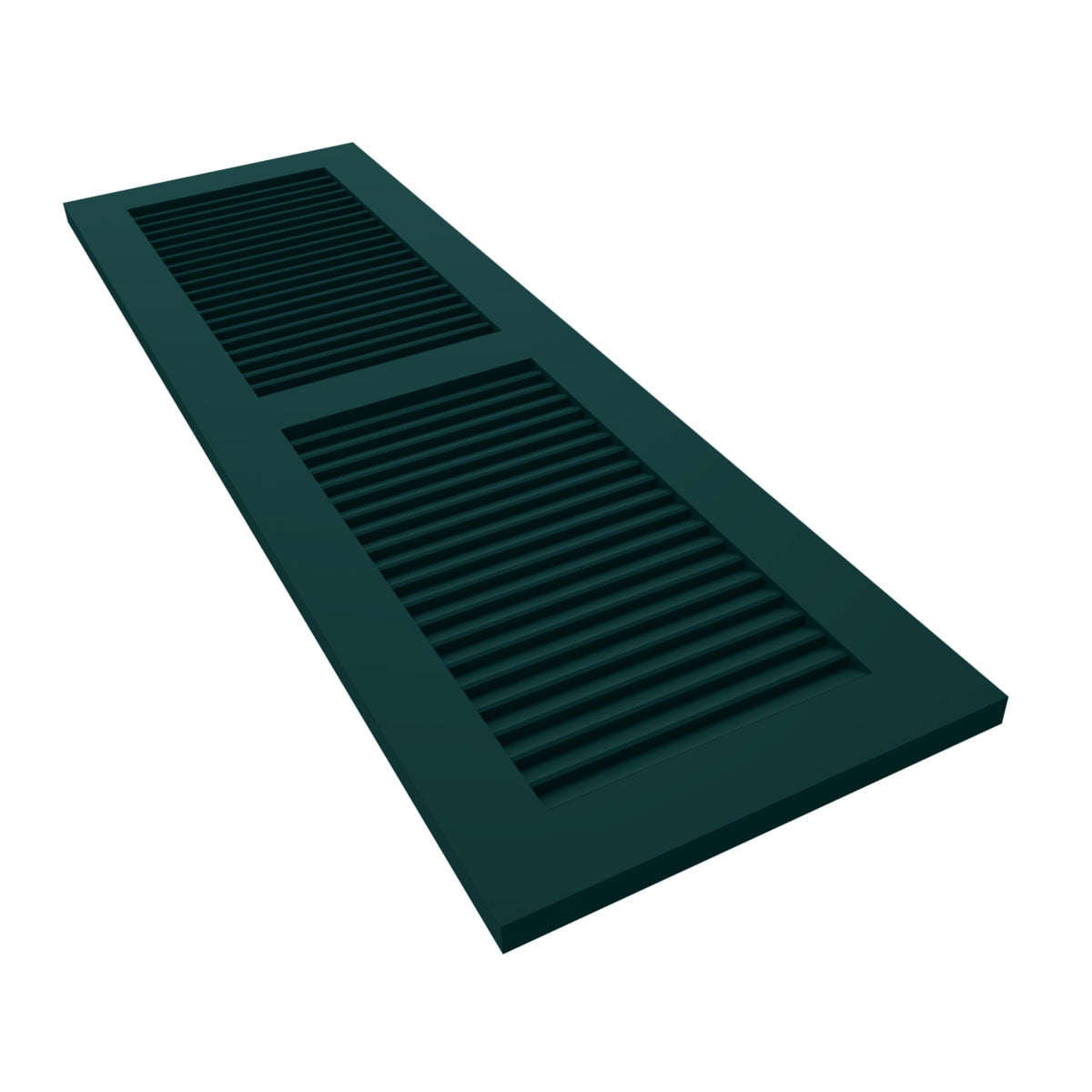 Ekena Millwork 18"W x 68"H True Fit PVC Two Equal Louver Shutters, Thermal Green (Per Pair - Hardware Not Included)
