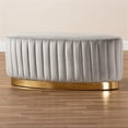 thumbnail image 5 of Bowery Hill Velvet Fabric Upholstered and Gold PU Leather Ottoman, 5 of 7
