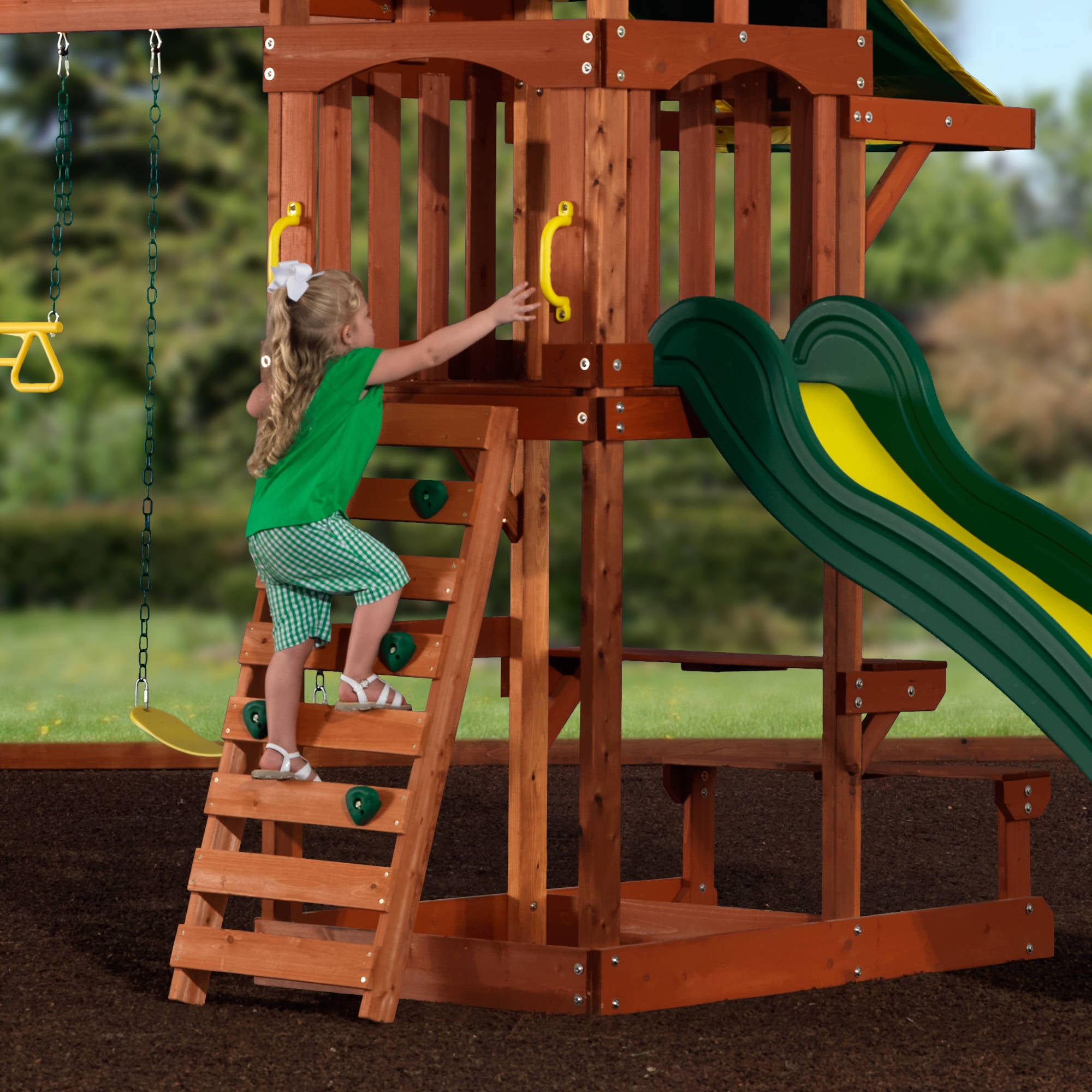 Backyard Discovery Tucson Cedar Wooden Swing Set Outdoor Playset