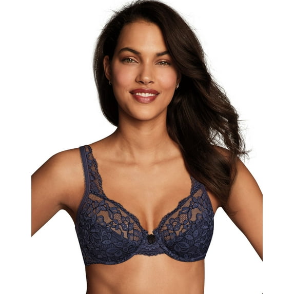 Maidenform Womens Modern Beauty Unlined Underwire Bra, 36C, Navy/Black Crossdye