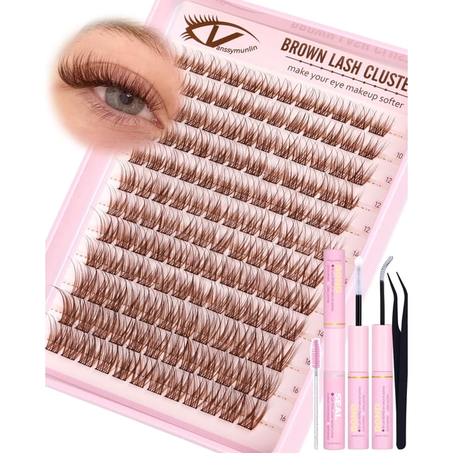 Kit de racimos de pestañas Vanssymunlin Natural Brown Wispy C Curl