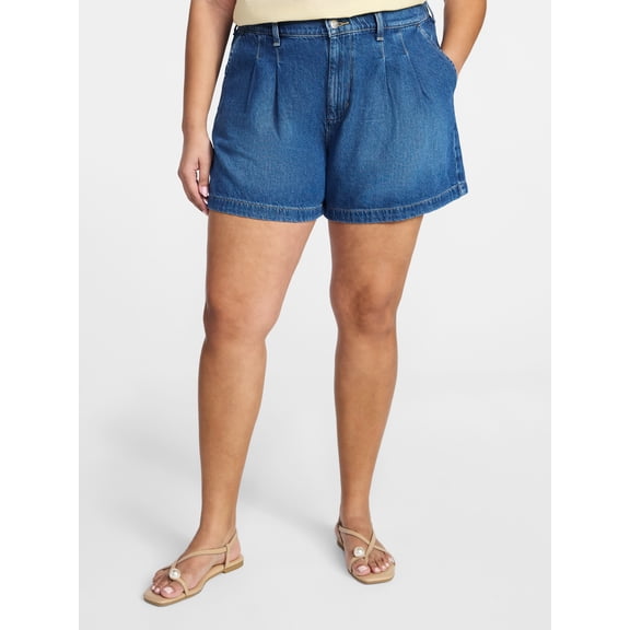 Terra & Sky Women's Plus Size Drapey Denim Shorts, Sizes 16W-26W