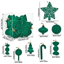 hulanddfd Christmas Ornaments Set - 23Pcs Flocked Xmas Tree Shatterproof Hanging Balls with 1pc Star Tree Topper, Green Christmas Hollow Balls for Wedding Party Tree Wreath Holiday Decor