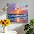 thumbnail image 5 of Canvas Wall Art Summer Ocean Canvas Art Print Oil Painting Sea Dreamy Sunset Beach Birds Pictures Wall Decor for Living Room Bedroom Artwork Decorations Stretched Framed Ready to Hang 8"x8", 5 of 9