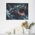 thumbnail image 6 of Naloa Wave Chain Shark Print Canvas Picture,Wall Pictures, Modern Decorative Poster,Art Prints for Bedroom, Toilet, 40 x 30 cm, Built-in Wooden Frame, 6 of 6