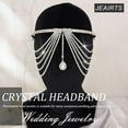 thumbnail image 2 of Layered Rhinestone Headband Tassel Crystal Forehead Hair Band Sparkly Bridal Hair Jewelry for Women (1-Silver, Free Size), 2 of 4