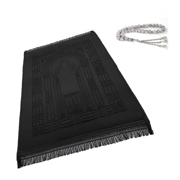 Alfombra de oración Islamika, gruesa, grande, con cuentas de oración
