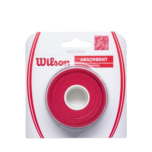 Tennis Overgrip Wilson AbsorbX, paquete de 3, rojo