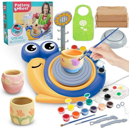 Pottery Wheel for Kids, Complete Pottery Kit for beginners Girls Boy Toy, Arts and Crafts for Kids ages 8-12, Clay Kit with Sculpting Tools, Ideal Birthday Halloween Christmas Gifts Toys