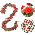 thumbnail image 3 of Topboutique Fake Rose Vine Flowers Plants,5 Pcs Artificial Flower Hanging Rose Ivy,Red Fake Hanging Flowers,Rose Vine with Green Leaves for Christmas Wedding Wall Arch Party Decor,40ft(8ft/Pc), 3 of 8