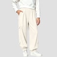 thumbnail image 2 of Nilvkv Girls Baggy Pants, Girls Sweatpants, Lightweight Balloon Cuffed Joggers with Elastic Waist and Side Bow Details, ideal for Spring and Summer Beige 7-8 Years, 2 of 8
