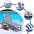 thumbnail image 3 of Outdoor Chaise Lounge Cushion, High-Density Foam Fill Patio Furniture Bench Cushions with Ties, Thicken Waterproof Replacement Back Chaise Cushions for Pool, Sand Beach (Blue White Stripes), 3 of 6