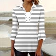 thumbnail image 2 of Jsaierl 3/4 Flounce Sleeve Womens Tops Casual Crew Neck Shirts Trendy Striped Petite Blouses Flowy Holiday Tunic Top S-2XL, 2 of 8