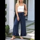 thumbnail image 4 of Pantalones Palazzo de Pierna para Mujer, Cintura Alta, Elásticos, con Cordón y Bolsillos, Color Azul Marino, Talla XXL, 4 of 8