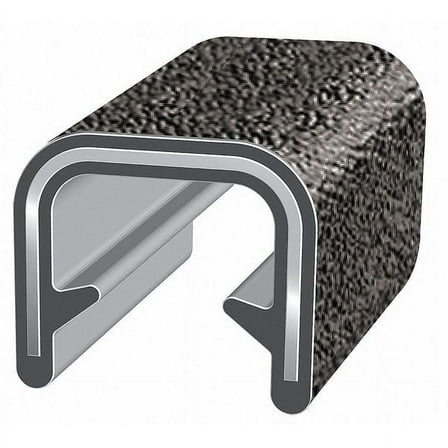 Trim-Lok Edge Trim, 25 ft L,Black, PVC, 3/8 in W 150B2X3/16-25