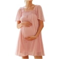 thumbnail image 1 of RXMEKW Robe Courte pour Femmes, Robe de Maternité Décontractée à Manches Courtes en Maille pour Femmes, 1 of 8