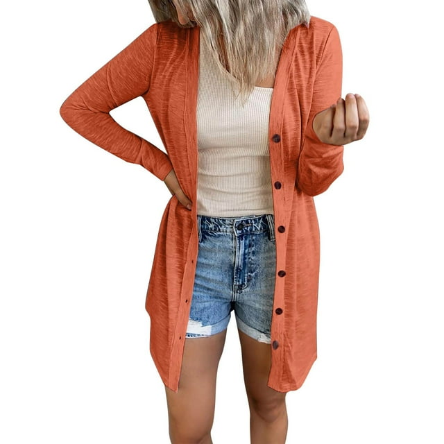 Manteau pour Femmes Automne Hiver Manches Longues Tricoté Manteau Ouvert Mode Cardigan Mi-Long Col Rond Trench Coat