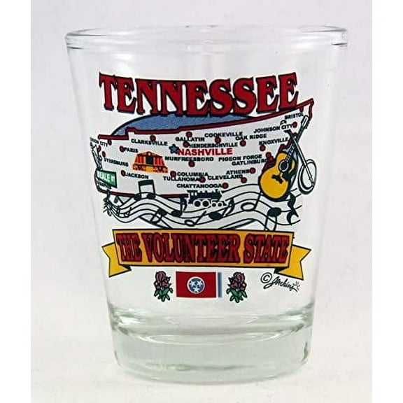 Tennessee State Elements Map Shot Glass